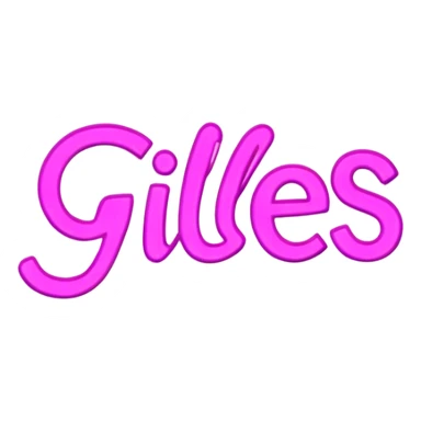 Pink neon sign with the word Giles sticker