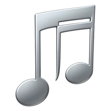 Minimal emoji icon of a single metallic silver music note, clean shape, smooth edges sticker