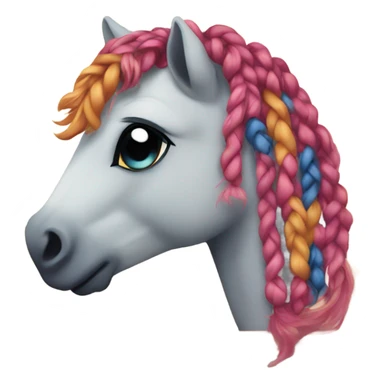 A tiny pony wearing a rug with braided hair sticker