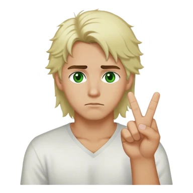 a guy with green eyes and fluffy blonde hair sticking up the middle finger to a white girl with brunette hair while she is sad sticker