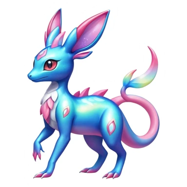 Colorful Shiny Exotic Amaura-Salandit-Aurorus-Sylveon-Fakémon-hybrid-creature (full body)  sticker