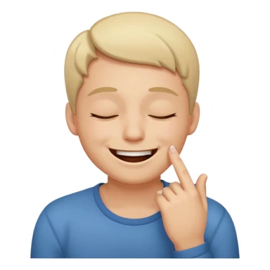 Smiling with closed eyes and biting finger sticker