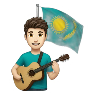 Shawn mendes with Kazakhstan flag sticker