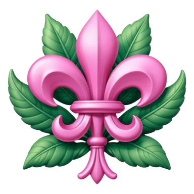 Jeff Koons style pink fleur de lis sculpture in a garden landscape  sticker