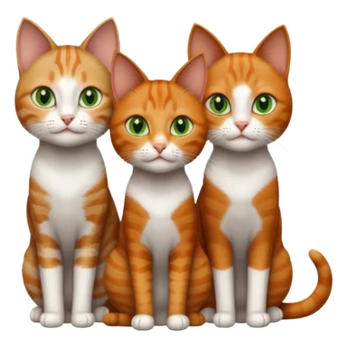 3 different coloured tiny short haired cats, including a dark grey and white cat with green eyes,and  a ginger and white with orange eyes and a brown tabby and white with hazel eyes sticker