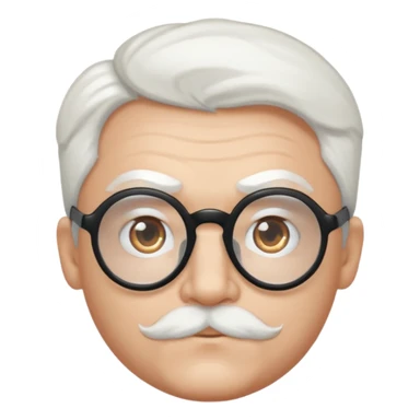 chauve cheveux blanc visage rond lunette gros sourcils sticker