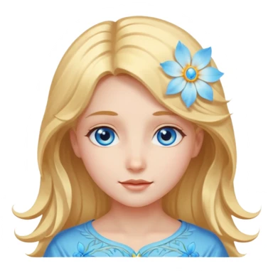 Chica abriéndosele el pelo como una flor, con cara de ángel radiante, ojos azules sticker