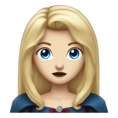 beautiful vampire woman with long blonde hair and blonde straight bangs and blue eyes wielding knives serious expression sticker