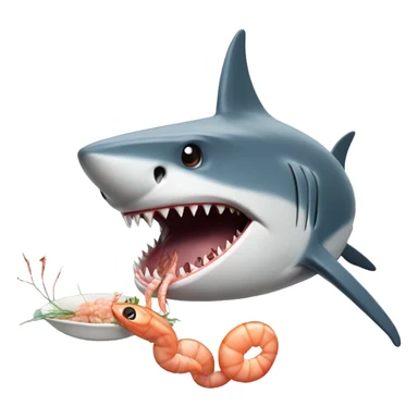 Shark eating shrimps sticker