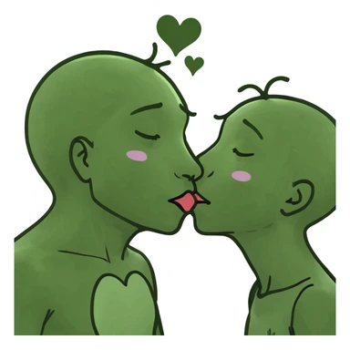 Giving a kiss with the heart sticker