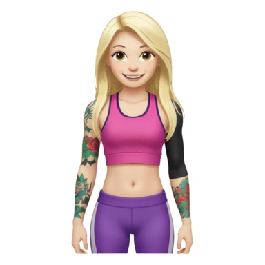girl with long blonde hair and tattoos and an athletic ginger girl colorful clothes sticker