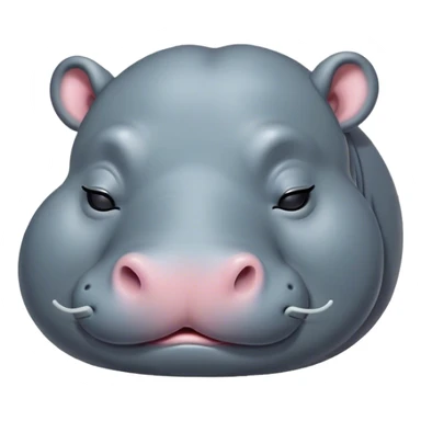 Meme-Worthy Cute Sleeping Hippo Portrait Emoji, Head resting peacefully with a contented smile, showcasing a massive, robust build and a luxuriously soft slate-gray hide, eyes shut in a serene, restful nap, Simplified yet hilariously adorable features, highly detailed, glowing with a soft, drowsy light, high shine, relaxed and utterly lovable, stylized with an air of playful laziness, bright and heartwarming, soft glowing outline, capturing the essence of a comically sleepy hippo, so meme-worthy it feels like it could instantly become the next viral sensation of adorable slumber! sticker