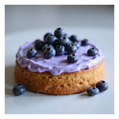 realistic round cake with blueberry frosting and fresh blueberries, photorealistic style sticker