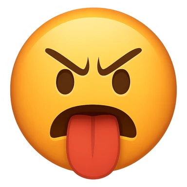 an emoji of an angry face with tongue out sticker