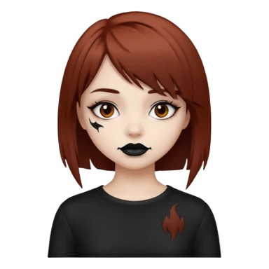 Reddish brown wolfcut emo blacklipstick pretty girl sticker