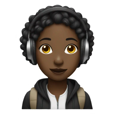 black girl listening to music sticker