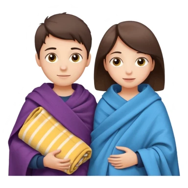 Boy and girl carrying blanket for sell sticker