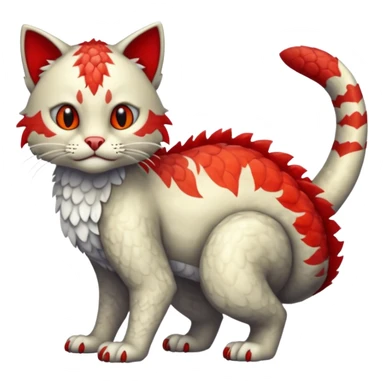 with red markings, white belly, scaley scaly batty feline-like quadrupedal digitigrade furry feral Bastet-Noibat-Gatomon-Garchomp-Digimon-Fakémon-Pokémon-creature (full body) sticker