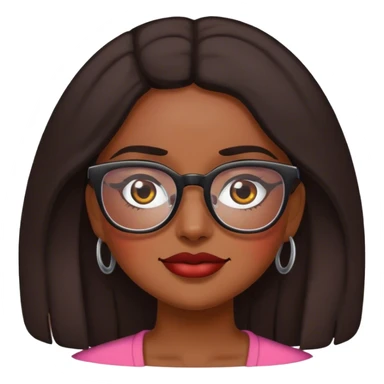 Darker skinned Mexican woman blushing emoji with glasses sticker