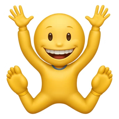 Smiley face with buck teeth, hands on chin, and kicking feet in the air  sticker