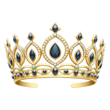 gold tiara with obsidian jewels sticker
