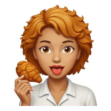 woman eating chicken sticker