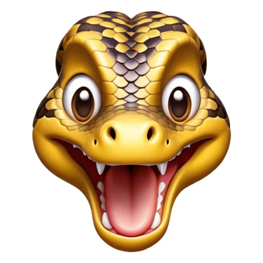 Cinematic Comical Python Portrait Emoji, Head tilted dramatically with an exaggeratedly shocked expression, featuring a robust, patterned body with wide, comically expressive eyes full of humorous disbelief, Simplified yet hilariously expressive features, highly detailed, glowing with a slightly sassy glow, high shine, dramatic yet playful, stylized with an air of quirky reptilian attitude, soft glowing outline, capturing the essence of a meme-worthy python that looks ready to side-eye its way into viral fame! sticker