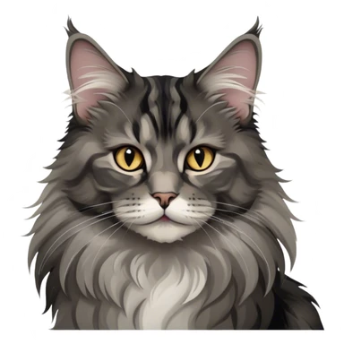 Hobby cats, Maine Coon, black smoke color pattern, fluffy fur, elegant pose, expressive eyes, grey collar, minimalistic, on a white background, no extra details. sticker