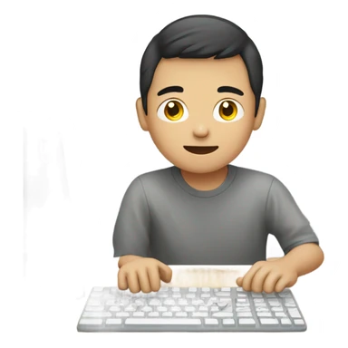 Young asian guy with computer sticker