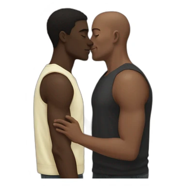 Black skin Guy kisses a taller Caucasian guy sticker