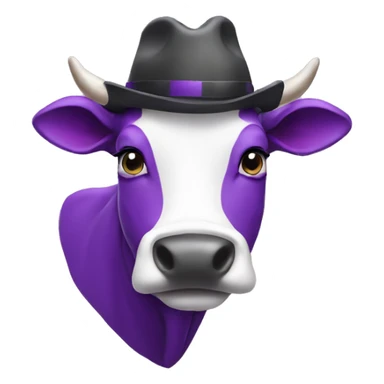purple cow wearing a hat sticker