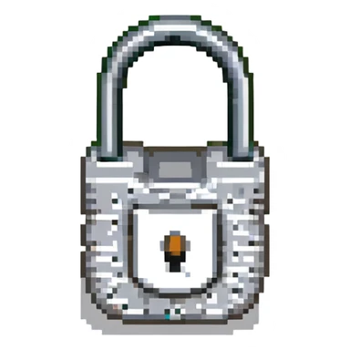 pixel art of a padlock with a silver body and black shackle sticker