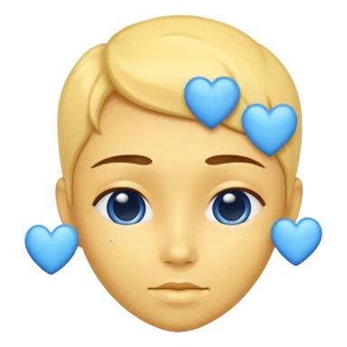 Head yelow of love with blue hearts sticker