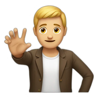 a man trying to indicate no with his hand sticker