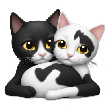 Black cat cuddling with a black and white cat sticker