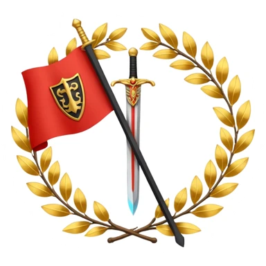 flag emoji two red diagonal stripes black stripe in middle golden sword in center with golden wreath sticker