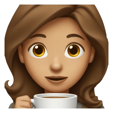 girl with brown hair holding coffee sticker