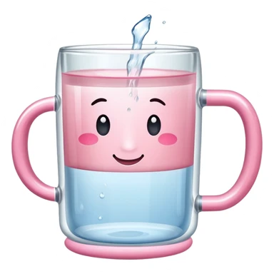 transparent glass mug with Light pink handle realistic sticker