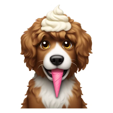 fluffy dog eating ice cream sticker