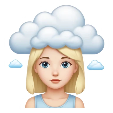 A girl with a cloud on her head sticker