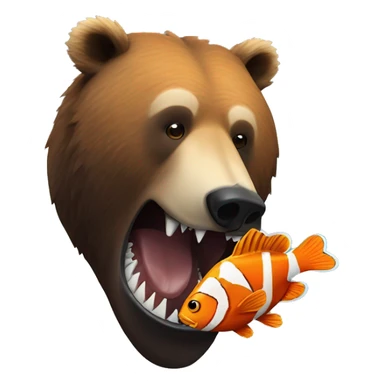 Grizzly bear eats clown fish sticker