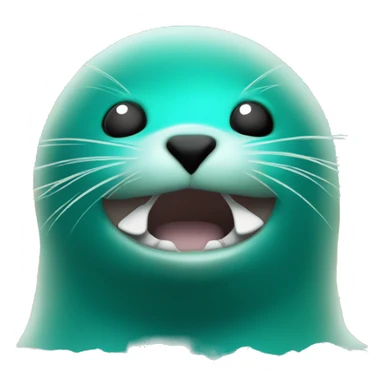 teal-coloured seal in front of boom explosion sticker
