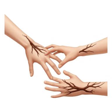 a person's hand is trying to touch another person's leg sticker