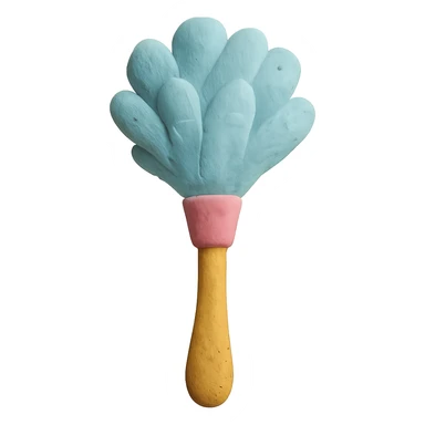 feather duster in claymation style with soft pastel colors and visible fingerprints sticker