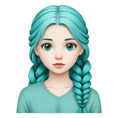 Girl with pale skin, teal hair, in long plaits sticker
