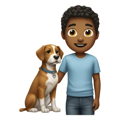 a boy with a dog sticker