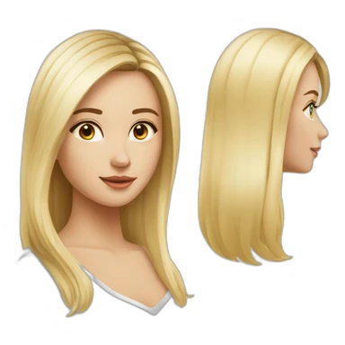 Fille blonde cheveux mi long lisse yeux bleus sticker