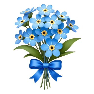"A small bouquet of forget-me-not flowers tied with a delicate blue ribbon, romantic and nostalgic." sticker