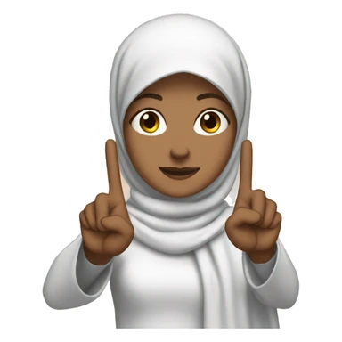 a white girl with hijab doing the peace sign with her hand sticker