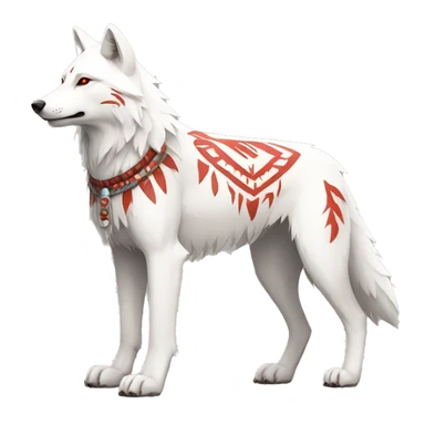 White Wolf With red Tribal Markings Full Body sticker